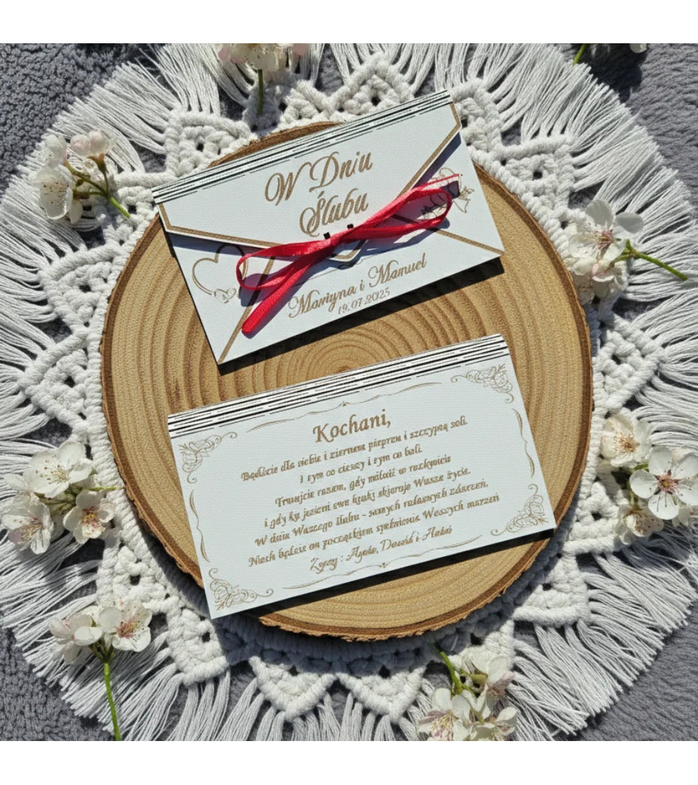 Pamiątka Ślubna Personalizowana Koperta z Grawerem