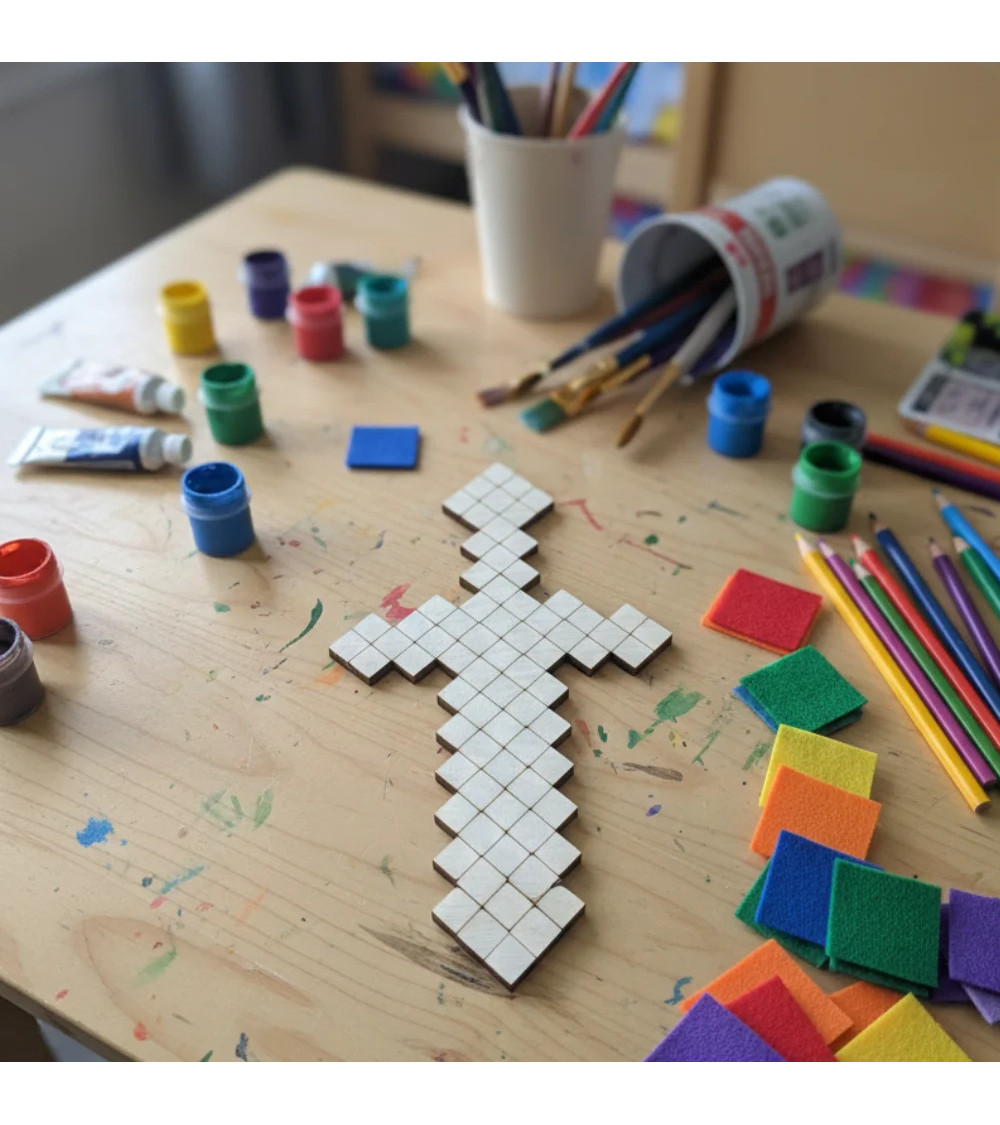 Miecz Minecraft sklejka do prac artystycznych DIY