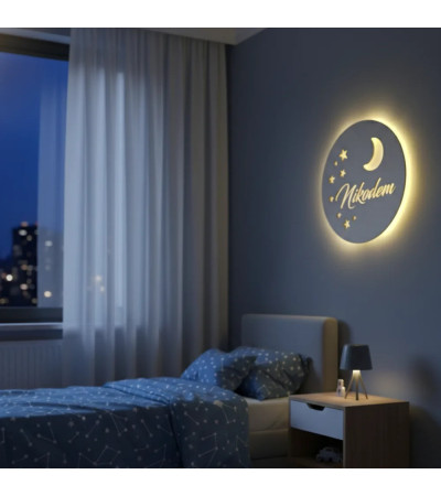 Lampka LED na ścianę z imieniem lampka nocna dla dziecka z grawerem