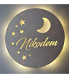 Lampka LED na ścianę z imieniem lampka nocna dla dziecka z grawerem