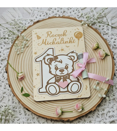 Drewniana Pamiątka na Pierwsze Urodziny Roczek Personalizowana z Puzzlem dla chłopca / dla dziewczynki