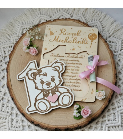 Drewniana Pamiątka na Pierwsze Urodziny Roczek Personalizowana z Puzzlem dla chłopca / dla dziewczynki