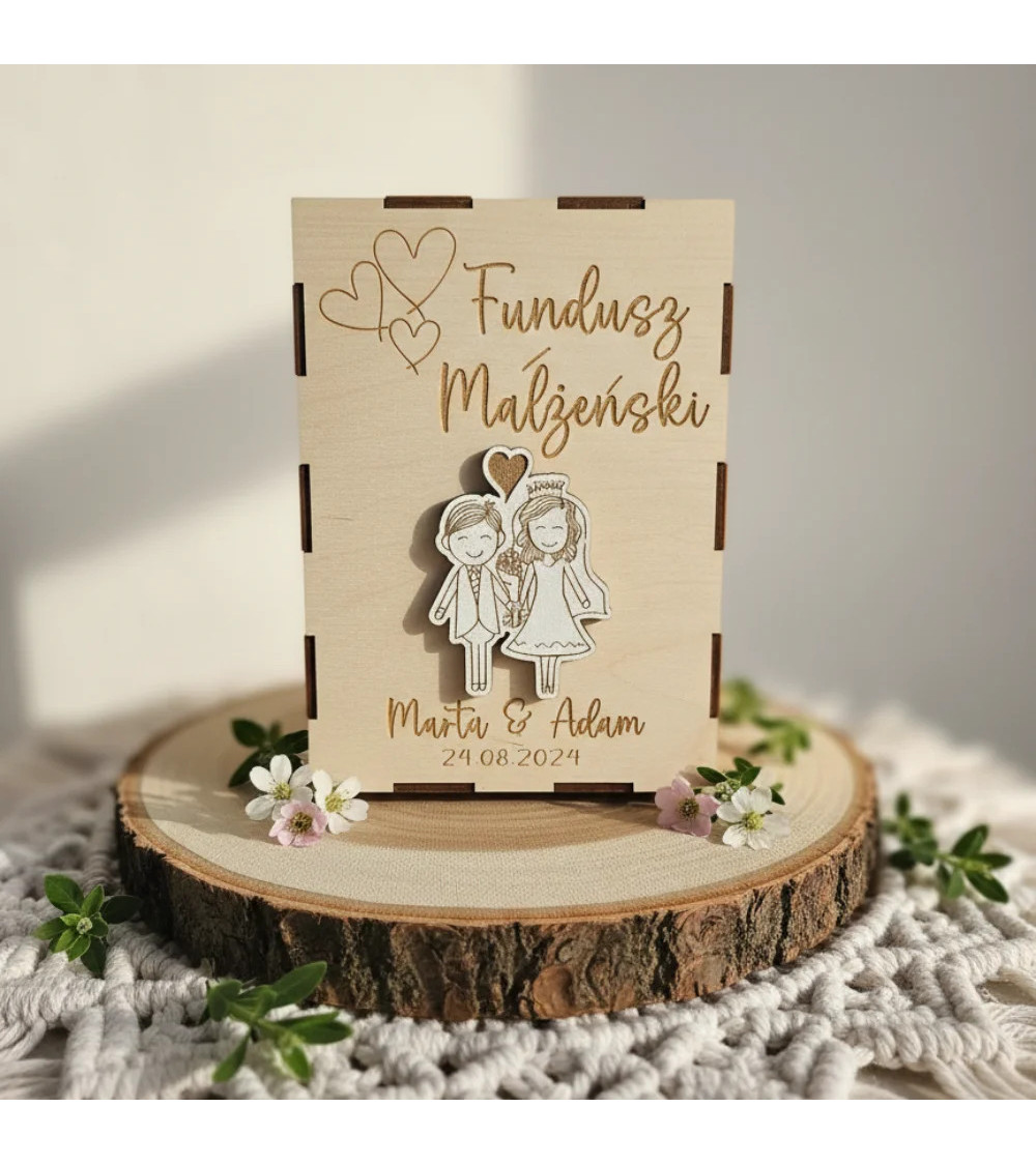 Personalizowana Skarbonka Wyjątkowy Prezent na Ślub Z grawerem 3D