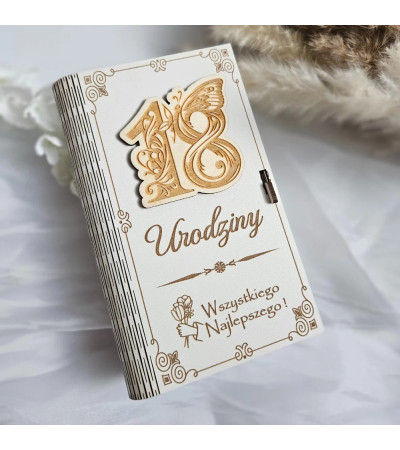 Pudełko na Pieniądze z elementem 3D Personalizowane na Urodziny Białe