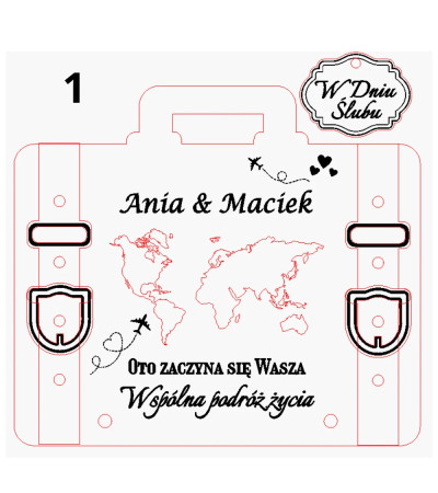 Personalizowana Walizka na Pieniądze - Pamiątka Ślubu z Mapą Świata