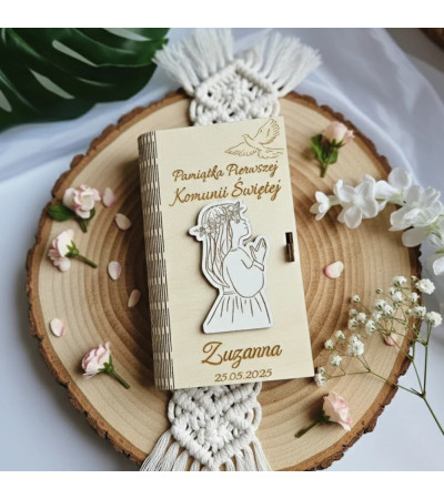 Pamiątka I Komunii Świętej  Personalizowane Pudełko na Pieniądze 3D dla Dziewczynki