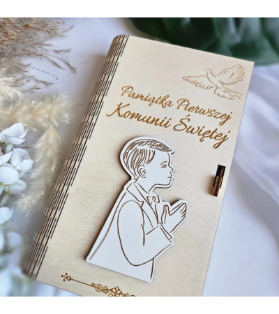 Pamiątka I Komunii Świętej  Personalizowane Pudełko na Pieniądze 3D dla Chłopca
