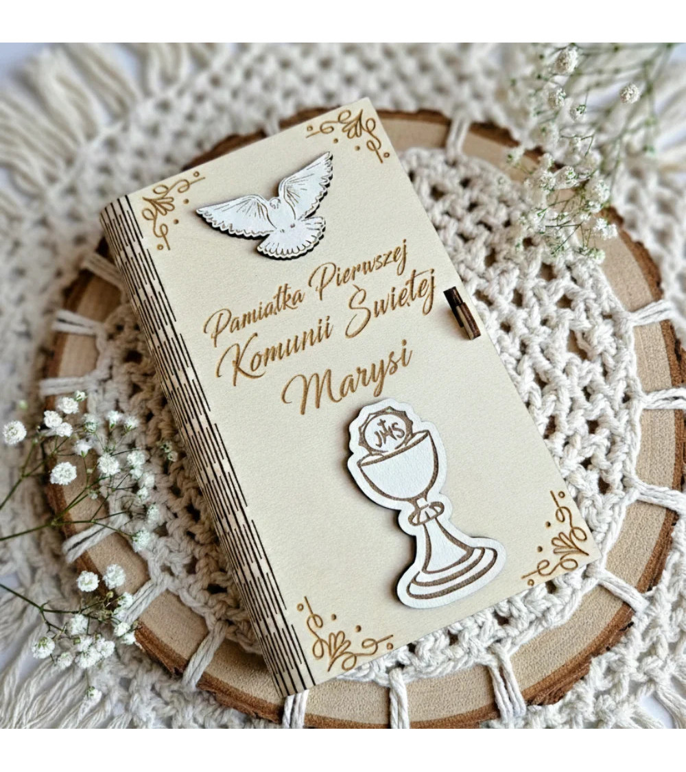 Pamiątka I Komunii Świętej Personalizowane Pudełko na Pieniądze 3D