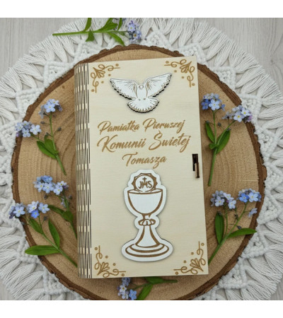 Pamiątka I Komunii Świętej Personalizowane Pudełko na Pieniądze 3D