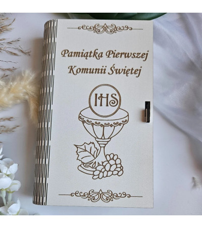 Pamiątka I Komunii Świętej Personalizowane Pudełko na Pieniądze Białe