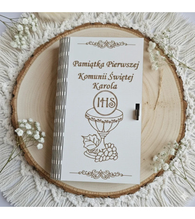 Pamiątka I Komunii Świętej Personalizowane Pudełko na Pieniądze Białe