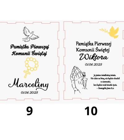 Prezent Pierwsza Komunia Święta - Personalizowana Skarbonka Biała ze złotym elementem 3D