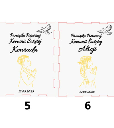 Prezent Pierwsza Komunia Święta - Personalizowana Skarbonka Biała ze złotym elementem 3D