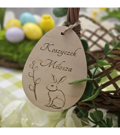 Personalizowana Zawieszka Jajko z Zajączkiem do koszyczka Wielkanocnego z imieniem