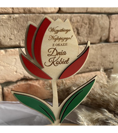 Prezent na Dzień Kobiet - Personalizowany Tulipan z imieniem