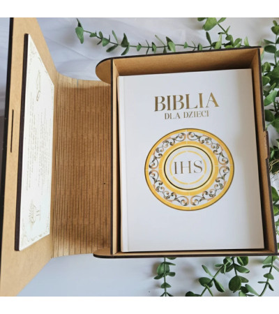 Pamiątka Pierwszej Komunii Świętej Pudełko na Biblię duże personalizowane