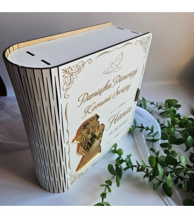 Pamiątka Pierwszej Komunii Świętej Pudełko na Biblię duże personalizowane