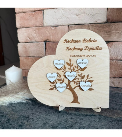 Personalizowane Serce z grawerem Prezent na Dzień Babci i Dziadka