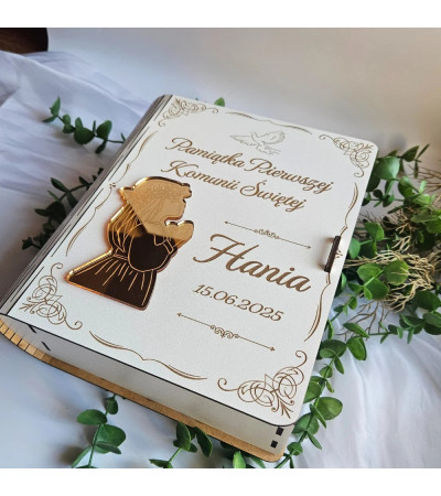 Pamiątka Pierwszej Komunii Świętej Pudełko na Biblię duże personalizowane