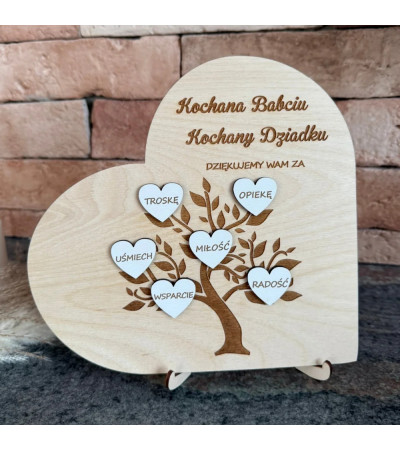 Personalizowane Serce z grawerem Prezent na Dzień Babci i Dziadka