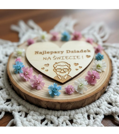Drewniany Magnes Serce - Prezent na Dzień Babci i Dziadka